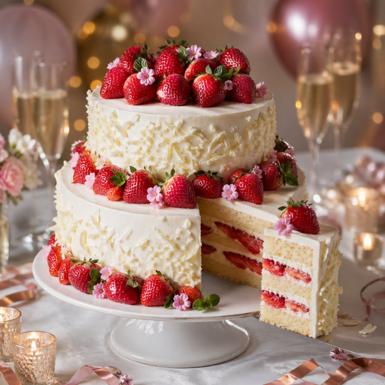 Bolo Gelado de Leite Ninho com Morango Para Festa: Versão Profissional para Aniversários e Eventos