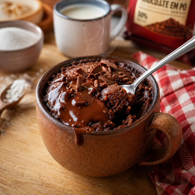 Bolo de Caneca de Chocolate Sem Ovo: Receita Fácil, Fofinha e Pronta em Minutos